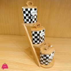 Checkered Chess Design Ladder Porcelain Spice Set