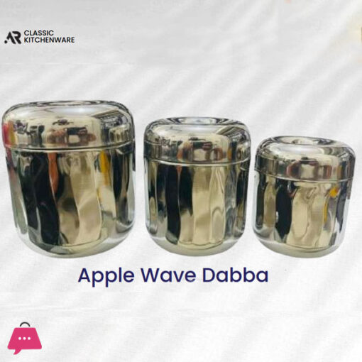 Classic Kitchenware Stainless Steel Indian Apple Wave Dabba 3 Pcs 7-8-9 Inch