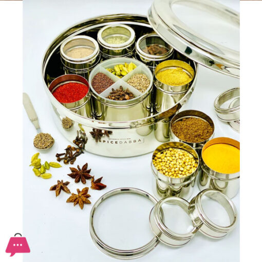 Classic Kitchenware Stainless Steel Indian Masala Box 12 in 1