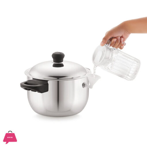 Classic Stainless Steel Indian Milk Cooker Double Handle Milk Boiler Pot 3-Liter