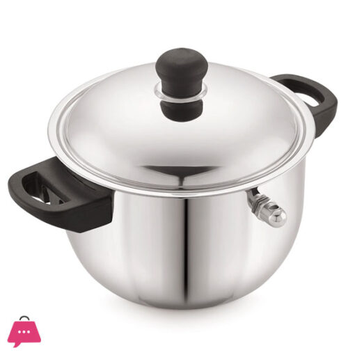 Classic Stainless Steel Indian Milk Cooker Double Handle Milk Boiler Pot 3-Liter