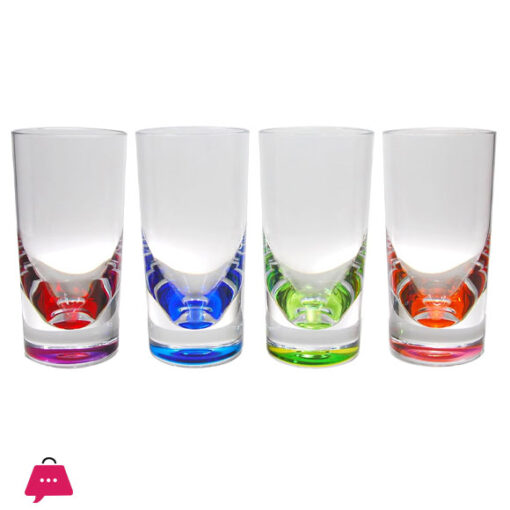 Clear Acrylic Plastic Teardrop Drinking Glass with Heavy Colored Base Tumbler Set of 6