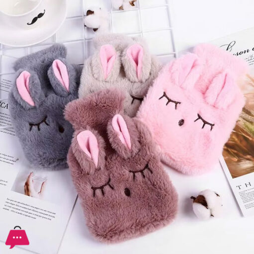 Cute Animal Design Plush Cartoon Hot Water Bottle Portable Large Hot Water Bottle with Hand Pocket Cover 1Pc