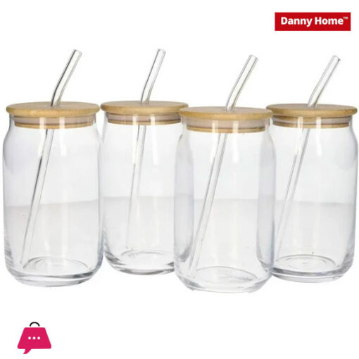 Danny Home Drinking Glass With Straw 4 x 480ml