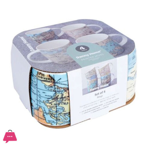 Danny Home World Map Mug Set of 4