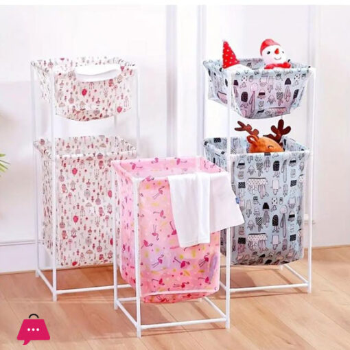 Double Layer Printing Hamper Laundry Sorting Basket Storage