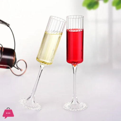 Flute Champagne Strip Glasses Champagne Flutes Tall Glasses Pack of 6 - Image 4