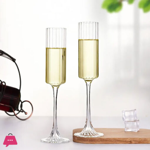 Flute Champagne Strip Glasses Champagne Flutes Tall Glasses Pack of 6 - Image 5