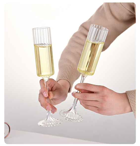 Flute Champagne Strip Glasses Champagne Flutes Tall Glasses Pack of 6