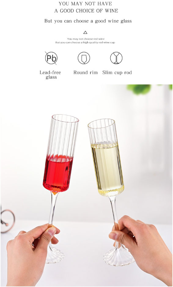 Flute Champagne Strip Glasses Champagne Flutes Tall Glasses Pack of 6