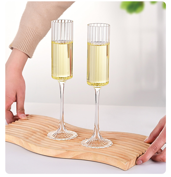 Flute Champagne Strip Glasses Champagne Flutes Tall Glasses Pack of 6