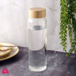 Glass Cylinder Bottle with Wooden Lid 1.0Ltr