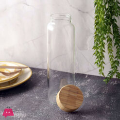 Glass Cylinder Bottle with Wooden Lid 1.0Ltr