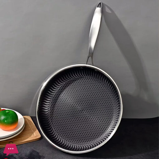 Honeycomb Laser Coated Stainless Steel Frying Pan Non-stick Omelet Pan - 26CM