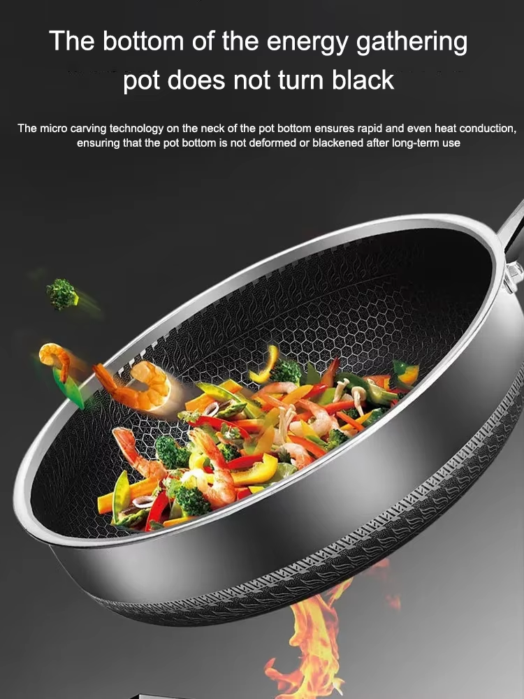 Honeycomb Laser Coated Stainless Steel Frying Pan Non-stick Omelet Pan - 26CM