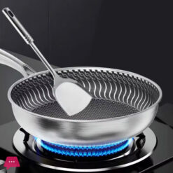 Honeycomb Laser Coated Stainless Steel Frying Pan Non-stick Omelet Pan - 26CM