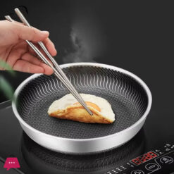 Honeycomb Laser Coated Stainless Steel Frying Pan Non-stick Omelet Pan - 26CM