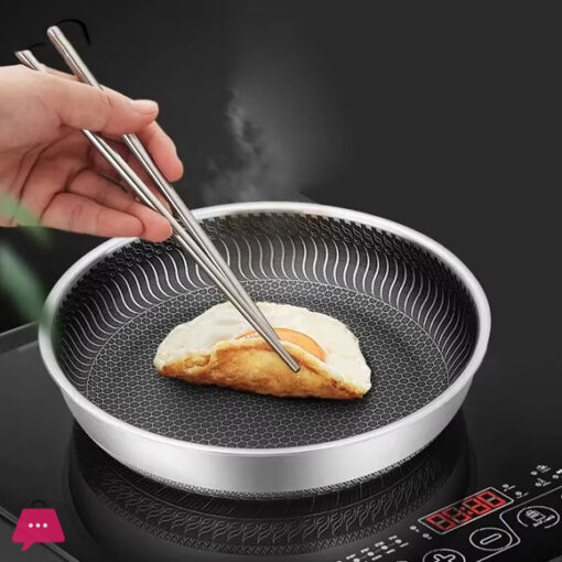 Honeycomb Laser Coated Stainless Steel Frying Pan Non-stick Omelet Pan - 26CM - Image 5