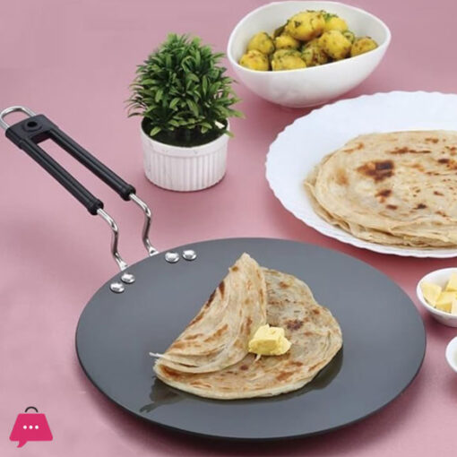 Indian Imported Hard Anodized Non Stick Tawa Roti Maker Paratha Pan - Induction Base - 12 inches 4mm