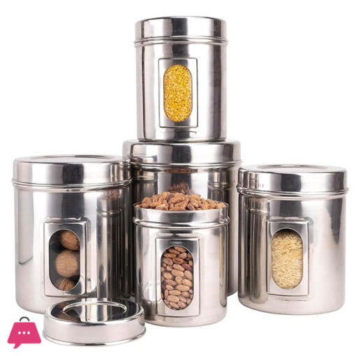 Indian Stainless Steel Aarpar Dabba Set - See Thru Food Containers 7x11 - Set of 5