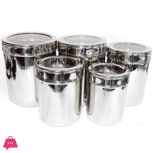 Indian Stainless Steel Canister Set with Clear Lid 5-Piece