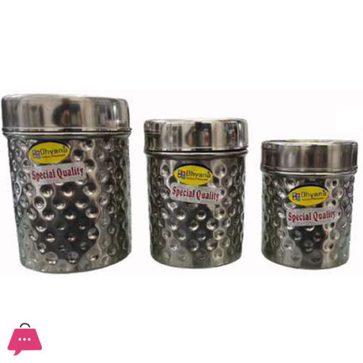 Indian Stainless Steel Diamond Ubha Dabba Set of 3