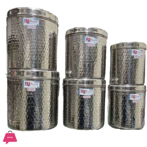 Indian Stainless Steel Grocery Container For Kitchen  - 6 Pieces Set