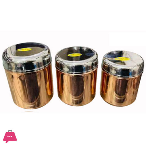 Indian Stainless Steel Plain Copper Dabba Set of 3