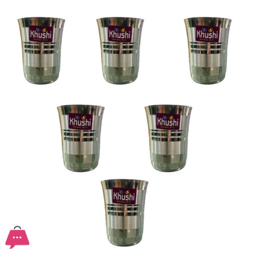 Indian Stainless Steel Sahiba Glass Pack of 6