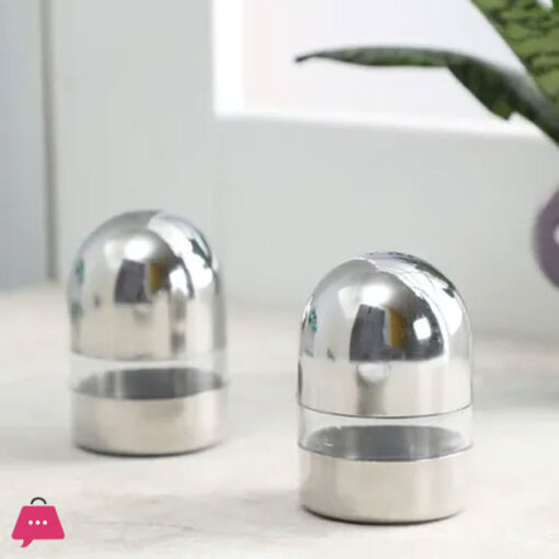 Indian Stainless Steel See Through Salt & Pepper Shakers Set of 2