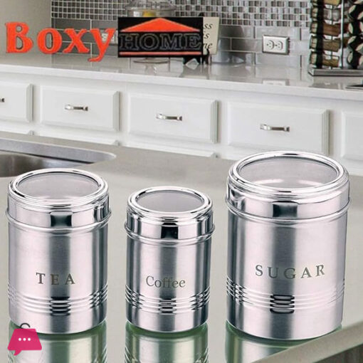 Indian Stainless Steel See through Trio Canister Dabba Set of 3