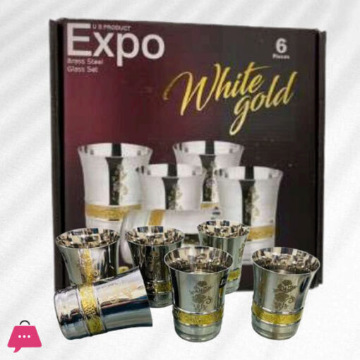 Indian Stainless Steel - Two Tone Expo Premium Glass 500ML - Pack of 6 - Image 2