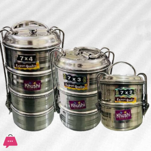 Indian Stainless Steel Wire Lock Tiffin Lunch Box - 2 Layer