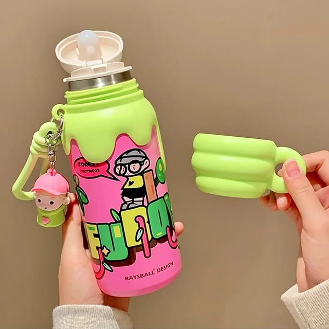 Key Boy Water Bottle Cute Thermos Cup 550ML