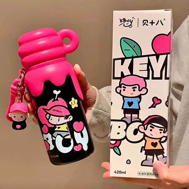 Key Boy Water Bottle Cute Thermos Cup 550ML