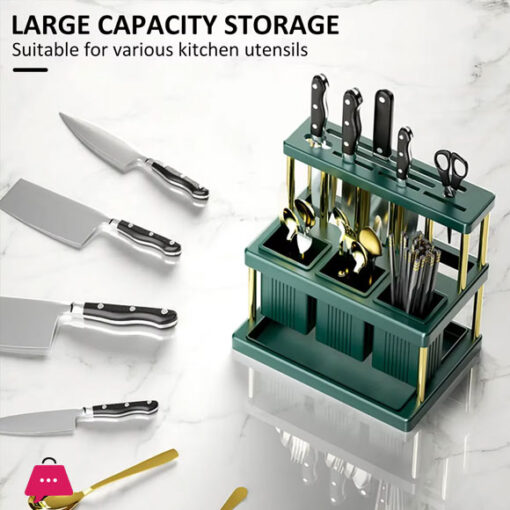 Kitchen Knife Holder Multi-Function Cutter and Cutlery Drainer Rack