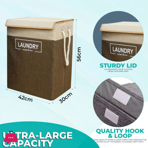 Large Washing Clothes Storage Bin Bag Laundry Basket Foldable Hamper with Lid