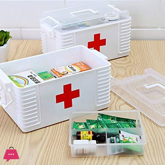 Medical Storage Box First Aid Kit Portable Mobile Medical Box Home Suitable for Families Travel Workplace