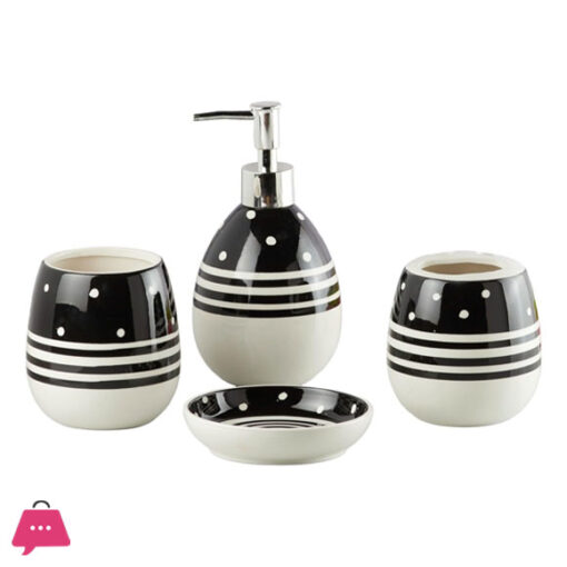 Modern Bath Set with Liquid handwash Soap Dispenser and Toothbrush Holder Bathroom ( Set of 4 ) 005-2