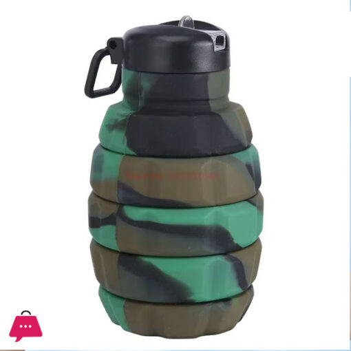 New Platinum Silicone Grenade Folding Water Bottle Creative Scalable Outdoor Sports Camping Portable Water Bottle And Cup 500ml