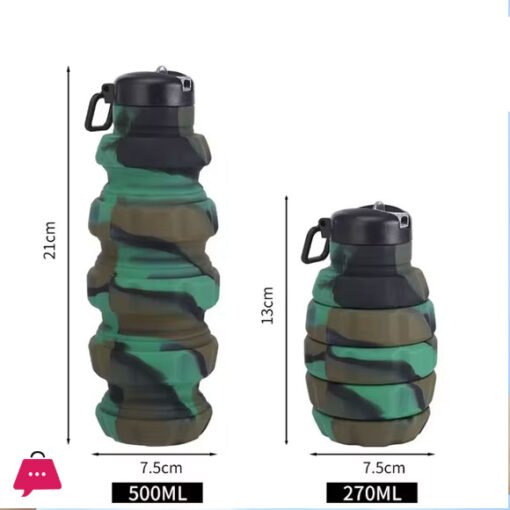 New Platinum Silicone Grenade Folding Water Bottle Creative Scalable Outdoor Sports Camping Portable Water Bottle And Cup 500ml