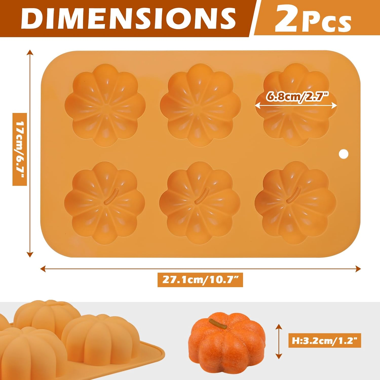 Pumpkin Cake Mold Silicone 3D Pumpkin Cupcake Pan for Baking Dessert Mousse Mold Tray