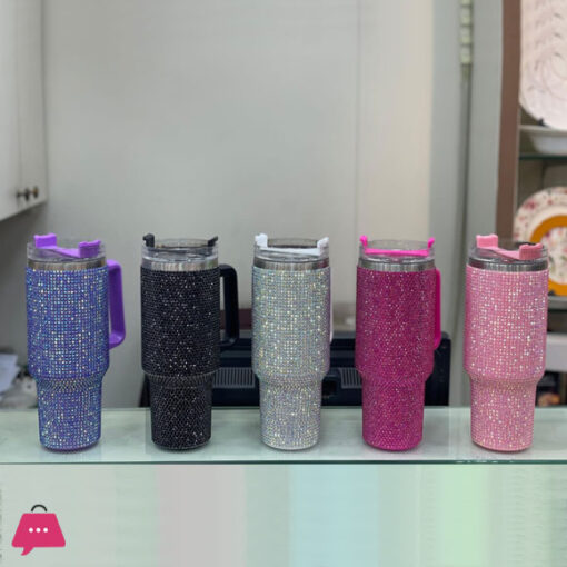 12.12 SALE Rhinestone 40oz Travel Coffee Mug with Lid Reusable Insulated Stainless Steel