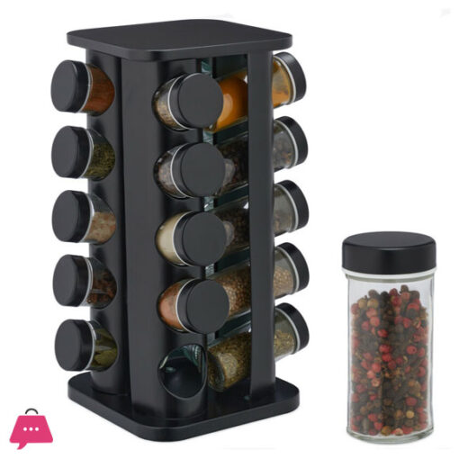 Rotating Spice Set of 20 Pieces Glass - Black