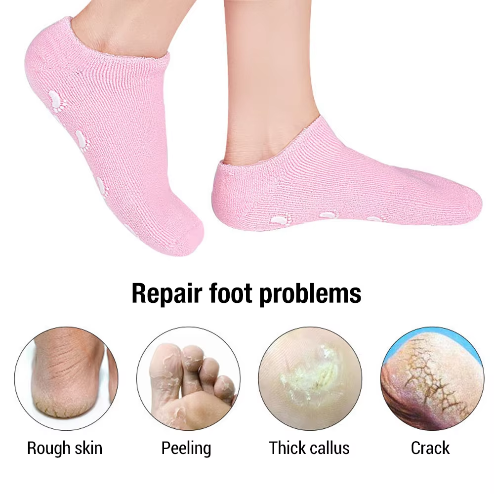 Silicone Gel Moisturizing Ultra-Soft Spa Socks for Repair Dry Cracked Feet and Ankles, Skincare, Spa Moisturizing Gel Socks, Spa Socks for cracked heels, Spa Gel Socks.