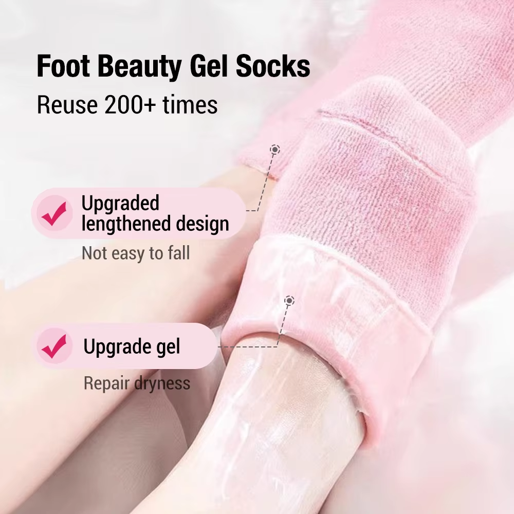 Silicone Gel Moisturizing Ultra-Soft Spa Socks for Repair Dry Cracked Feet and Ankles, Skincare, Spa Moisturizing Gel Socks, Spa Socks for cracked heels, Spa Gel Socks.