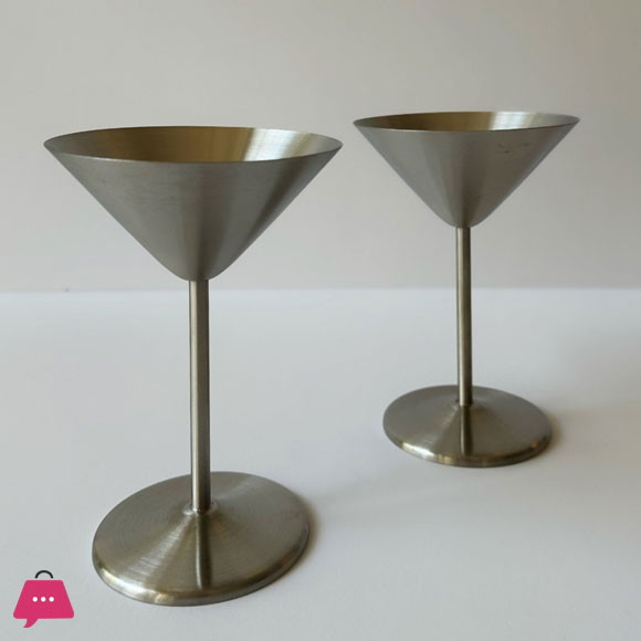 Stainless Steel Martini Cocktail Glasses 280ml Set of 2