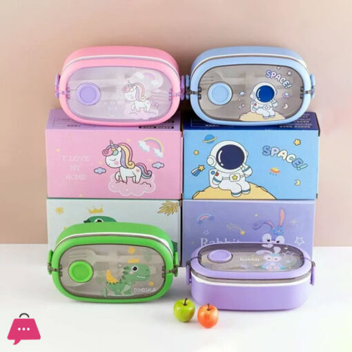 STEEL CARTOON DINO ASTRONOT RABBIT UNICORN LUNCH BOX 750ML HY-006