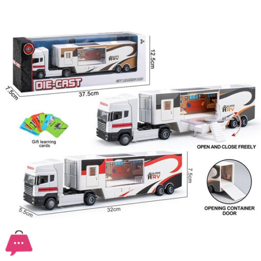 SUPER POWER Touring house diecast model Metal sliding Alloy truck Caravan Vehicle Door Open Model Toy truck