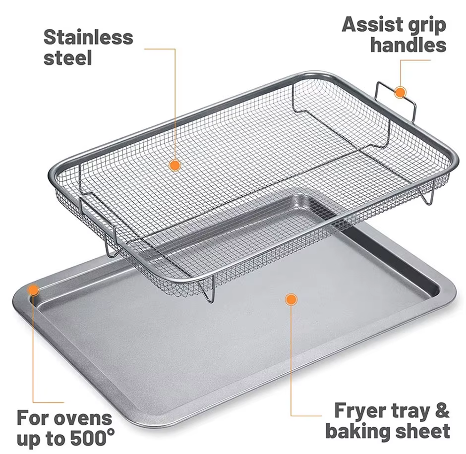 Non-Stick Copper Crisper Tray Cook Crispy Food without Oil or Butter